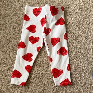 dip Kids Leggings with Red Heart Pattern